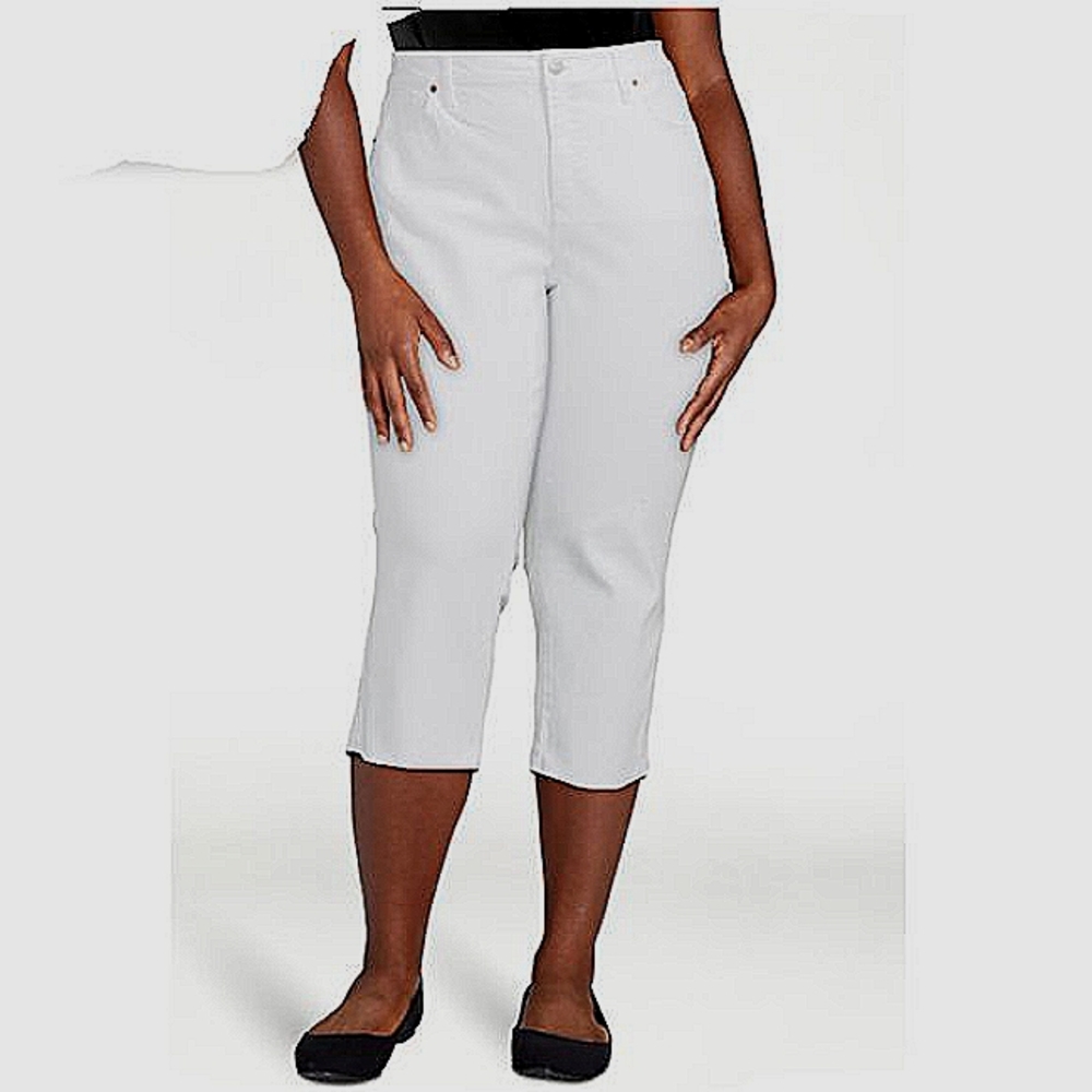 Skinny Crop Plus Size High Rise Denim Capri Jeans Stretch Denim Casual Classy - Picture 6 of 16